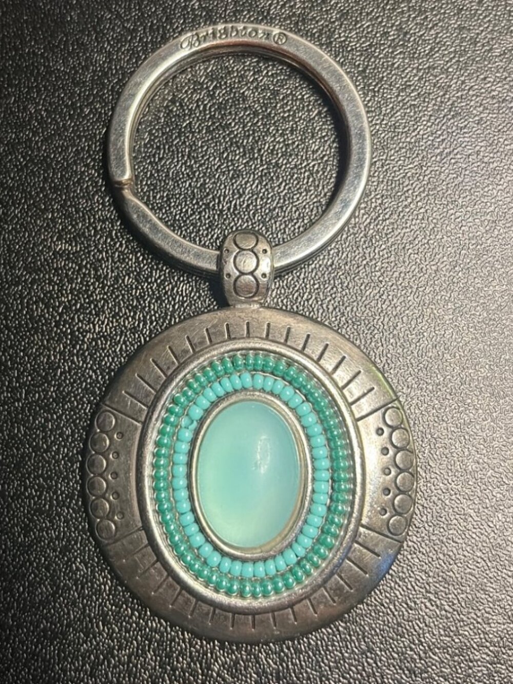 Brighton Round Keychain | Silver Tone Turquoise Accent